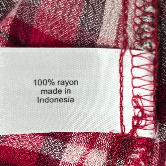 Lane Bryant Blouse Womens Size 20 Red Brown Plaid Back Tie Summer - Picture 7 of 8